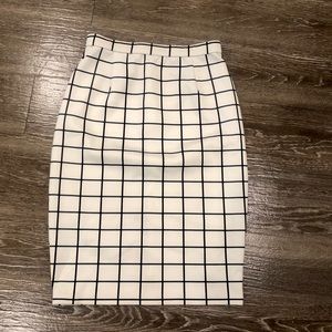Black and White Windowpane Pencil Skirt